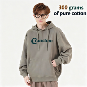 Мужские и унисекс худи оверсайз из 100% хлопка с индивидуальным 3D-логотипом для защиты от ветра - Product Image 1