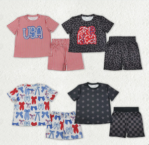 Conjuntos de Ropa de Pijama Holgada para Bebés Niñas, Diseño de Estrellas de Verano, Temática del 4 de Julio, Top y Pantalones Cortos - Product Image 6