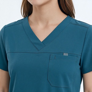 Conjunto de Uniforme Médico para Mujer, Cuello en V, Manga Corta, Pantalones, Uniforme de Enfermera de Hospital, Color Verde Azulado - Product Image 5
