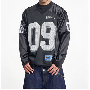 เสื้อยืดแขนยาวสไตล์วินเทจแนวสปอร์ตแฟชั่นใหม่ประจำฤดูใบไม้ร่วงปี 2026 สำหรับผู้ชายทรงหลวมสไตล์อเมริกันฟุตบอล - Product Image 3