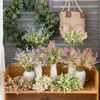 CL10001 Fleurs artificielles de gypsophile en mousse de lavande Fausses fleurs en plastique pour décoration de mariage et centres de table