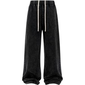 Keeps showing Mens Washed Corduroy Pants Wide Leg <b>Elastic</b> Waist Drawstring Casual Breathable With Pockets - Product Image 1