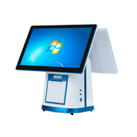 Máquina de liquidación de terminal de caja registradora, táctil, Pos, doble pantalla, venta de supermercado, comercial, cajero Pos