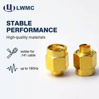 Connecteur SMA mâle à souder pour montage sur panneau, sans broche, avec placage de contact extérieur, pour câble .141 jusqu'à 18 GHz
