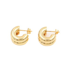 Fashion Minimalist <b>Titanium</b> Steel Double Layer C Shape Earrings Gold Plated <b>Stud</b> Earrings For Women - Product Image 5