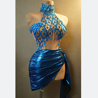 Ocstrade Vêtements de Mode pour Femmes Haut Corset à Paillettes Jupe Blanche Plateforme Scénique pour Spectacle Musical Costume de Danse Adultes