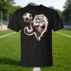 Camiseta deportiva con meme de gato jugando al fútbol - Product Image 3