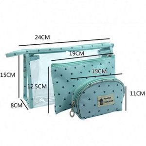 Nouvelle trousse de maquillage portable imperméable avec logo personnalisé, 3 pièces, fermeture éclair, sac de rangement cosmétique en PVC - Product Image 2