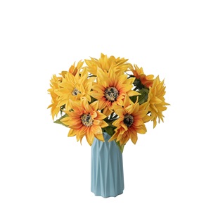 Suxian Ningshuang - Ramo de Girasoles Artificiales Amarillos y Naranjas, Decoraciones para Bodas, Suministros para Manualidades, Juego de 12 Piezas - Product Image 5