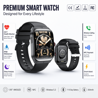 Montre connectée professionnelle AMOLED 1.95 NFC carrée pour hommes et femmes, avec moniteur de tension artérielle, suivi d'activité, commande vocale et Smart Island Bands