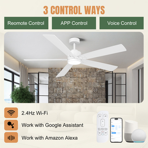 พัดลมเพดานขนาด 52/60 นิ้ว พร้อมไฟ LED ควบคุมด้วยเสียงผ่าน <span class=keywords><strong>Alexa</strong></span> และรีโมท ใบพัด 5 ใบ แบบ Dual Finish ใช้ได้ทั้งภายนอกและรถบ้าน - Product Image 4
