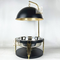 Nieuwe design luxe 10L zwarte roestvrijstalen chafing dish met hangende deksel voor hotelbuffet, bruiloft, catering en voedselverwarming