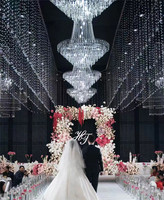 Lustre de Mariage Moderne de Luxe Doré 19/23 Lumières, Grand Lustre en Cristal Acrylique, Suspensions pour Hall d'Hôtel et Salon