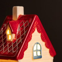 Lampe d'ambiance LED de Noël en céramique nordique style Instagram, petite maison, ornement de bureau, décoration moderne pour la maison, artisanat transfrontalier