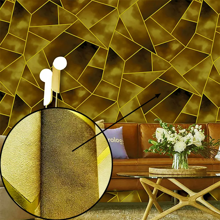 Papier peint couleur dégradé motif géométrique abstrait ligne d'or papier peint treillis irrégulier