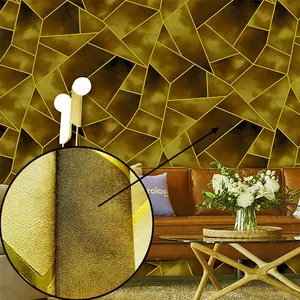 Soyut geometrik desen degrade renk duvar kağıdı altın çizgi düzensiz kafes duvar kağıdı