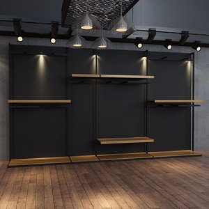 Étagère de présentation de luxe moderne en métal robuste, écologique, recyclable, <span class=keywords><strong>avec</strong></span> étagères en bois et éclairage LED, 3 niveaux - Product Image 4