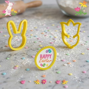 Ensemble de 6 <span class=keywords><strong>emporte</strong></span>-pièces de Pâques - Moules en plastique en forme de lapin, d'œuf, de poussin et de fleur pour la décoration de fondant, biscuits et pâtisseries - Product Image 2