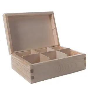 普通6格茶盒木质长方形装饰茶包收纳盒