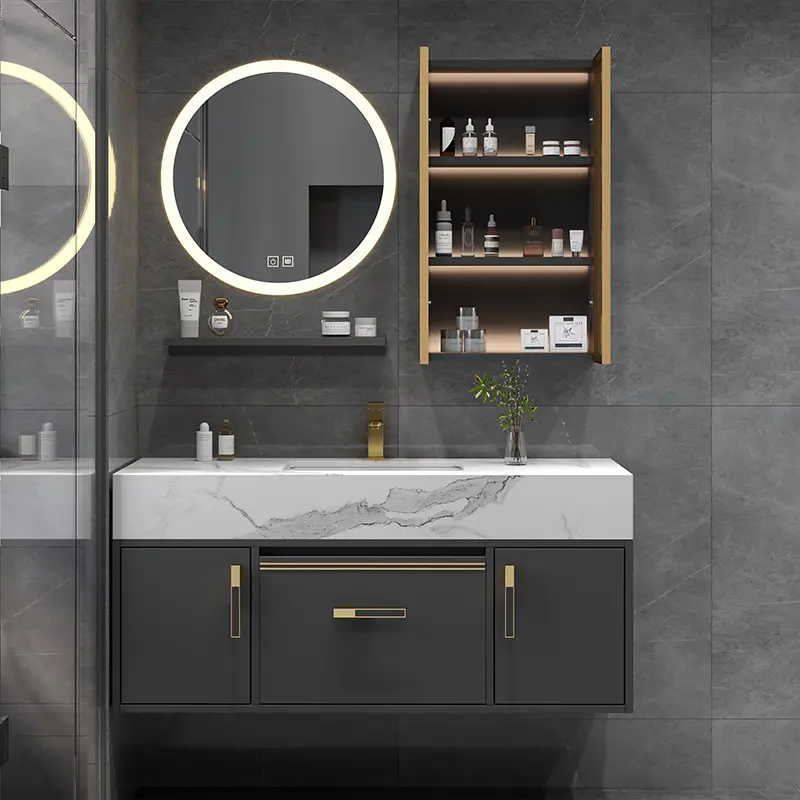 Phòng tắm gốm chậu rửa tủ vệ sinh truy cập kết hợp Gương tủ đặt tủ gỗ rắn