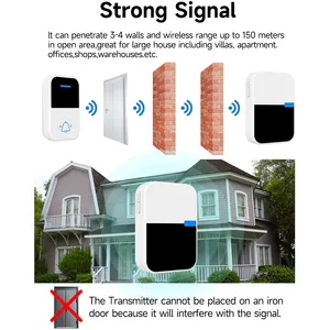 QX-008 Sonnette sans fil auto-alimentée en acrylique la plus récente, prise EU UK US, sans batterie, étanche, 38 mélodies, sonnette cinétique pour la maison, l'hôtel - Product Image 4