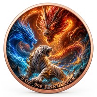 Pièce de monnaie en cuivre pur 999 de 5 oz, en relief 3D, couleur UV, série Confrontation des Créatures Mythiques, édition collector colorée