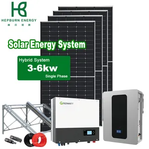 Hibrida sistem rumah tenaga surya, rumah tangga fase tunggal lengkap 3KW 4kW 5kW 6KW