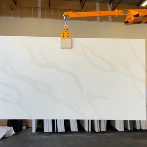 Thiết kế hiện đại nhân tạo lớn calacatta đá cẩm thạch trắng đá thạch anh tấm calacatta vàng thạch anh <span class=keywords><strong>Countertop</strong></span> cho ăn Vanity đầu - Product Image 2
