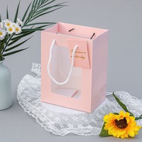 Nouveau sac à main avec fenêtre transparente, sac cadeau, sac de présentation pour fleurs et poupées, sac cadeau pour la Fête des Mères et la Saint-Valentin, épaissi
