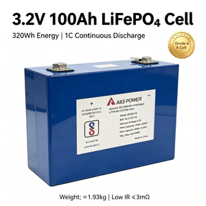แบตเตอรี่ลิเธียมไอออนแบบแท่งปริซึม LiFePO4 3.2V 100Ah 320Wh เกรด A แบบปิดผนึกสำหรับเก็บพลังงาน - Product Image 1