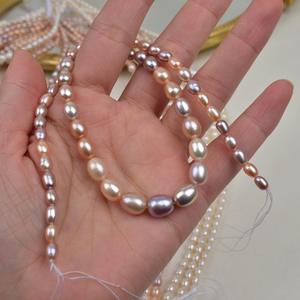 Collier de perles d'eau douce naturelles de haute qualité en forme de riz, chaîne tour DIY avec un fort éclat, perles lâches sans défaut à dégradé de taille - Product Image 2