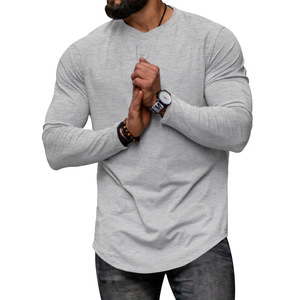 Stock para Comercio Exterior Otoño Invierno 2026, Camiseta Casual de Manga Larga para Hombre, Cuello Redondo, Color Sólido, Corte Ajustado <span class=keywords><strong>212</strong></span> - Product Image 5