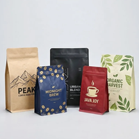 Pochette à fond plat robuste pour emballage de café en vrac de 1 kg et 2 kg avec valve de dégazage et fermeture éclair large
