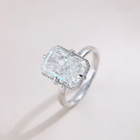 Bague de Mariage de Luxe Léger et Simple en Or Blanc 18K avec Diamant de Laboratoire Grand Carat Taille Radiant pour Femme