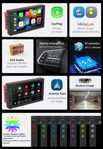 <span class=keywords><strong>2</strong></span> <span class=keywords><strong>Din</strong></span> 7 인치 유선 CarPlay 안드로이드 자동 HD RDS FM AM 터치 스크린 자동차 멀티미디어 플레이어 스테레오 미러 링크 영화 재생 - Product Image 3