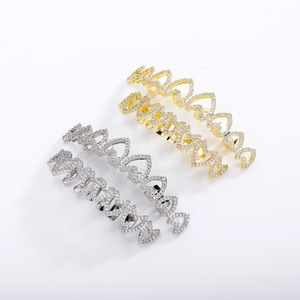 Grillz para dientes con forma de corazón, microincrustaciones de circonita, unisex, para uso diario, diseño geométrico, origen Yiwu, HCG 476 - Product Image 3