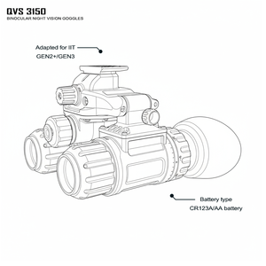 QCNV QVS3150 FOV50 °   Lunettes de vision nocturne FOM1800+ pour opérations tactiques, tube intensificateur d'image Mx10160 GEN2+ - Product Image 1