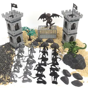 65PCS Mittelalter Kriegsspiel Montage Militär Schloss Armee Männer Spielzeug Soldaten Militär Action figuren gesetzt