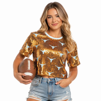 Vente directe d'usine - Maillot de football américain personnalisé pour femmes avec paillettes - T-shirt à paillettes pour le jour du match - Pour l'équipe NFL du Texas