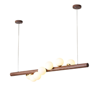 Lampe suspendue moderne en verre LED pour îlot de cuisine, luminaire décoratif nordique en bois de noyer pour restaurant, lustres pour salle à manger