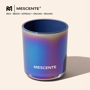 MESCENTE Luxe Bleu <span class=keywords><strong>Aurore</strong></span> – Pot à bougie décoratif en verre vide irisé, qualité supérieure, vente en gros, personnalisable - Product Image 1