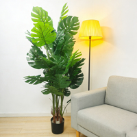 Grande plante artificielle Monstera verte en pot en plastique, décoration d'intérieur, simulation de feuille de tortue, arbre pour Noël et Pâques