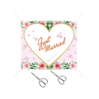 Bannière « Just Married » 2020, décoration de fête de mariage, accessoires photo pour la mariée et le marié, toile de fond en forme de cœur 1,8x2m