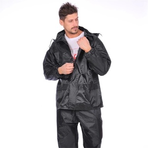 100% Polyester PVC không thấm nước Áo Mưa Quần <span class=keywords><strong>y</strong></span>ếm có dâ<span class=keywords><strong>y</strong></span> đeo trùm đầu áo mưa màu đen áo mưa bán buôn câu cá Golf thiết bị - Product Image 3
