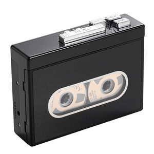 Lecteur de cassettes rétro noir avec fonction d'auto-réversement, transcription USB et prise casque 3,5 mm - Product Image 1