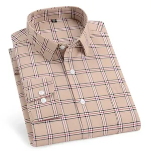 Camicie a maniche lunghe Oxford in cotone 100% tinto in filo, taglie forti fino alla 14XL, per <span class=keywords><strong>uomo</strong></span>, eleganti, <span class=keywords><strong>casual</strong></span> chic, da ufficio, a quadri - Product Image 6
