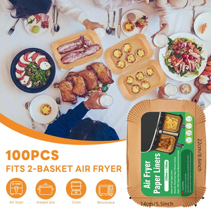 Papier sulfurisé pour <span class=keywords><strong>friteuse</strong></span> à <span class=keywords><strong>air</strong></span> 8,6*5,5 pouces, épais et anti-adhésif, spécial pour friteuses à <span class=keywords><strong>air</strong></span> doubles Gourmet, 100 pièces - Product Image 5