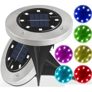 New Solar Underground Lamps Outdoor 2 PCS Stainless Steel Waterproof 8LED Garden Lawn Light Decorative For Villa Landscape