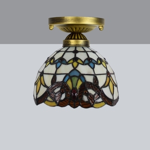Petit <span class=keywords><strong>plafonnier</strong></span> led en forme de vitrail en bois massif, style américain rétro, <span class=keywords><strong>Baroque</strong></span>, idéal pour un salon, un couloir, un balcon ou un bar, 6/8 pouces - Product Image 3