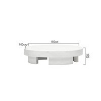 Table basse ovale en marbre blanc naturel, base incurvée segmentée, table basse contemporaine pour la maison, maison de rêve